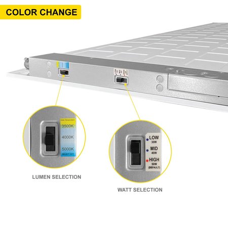 Nuwatt LED Ceiling Panel Light, Back Lit , 2 ft x 4 ft, Selectable Color, 50 Watt, PK 4 NW-BL-2X4-30.40.50W-3CCT-4P